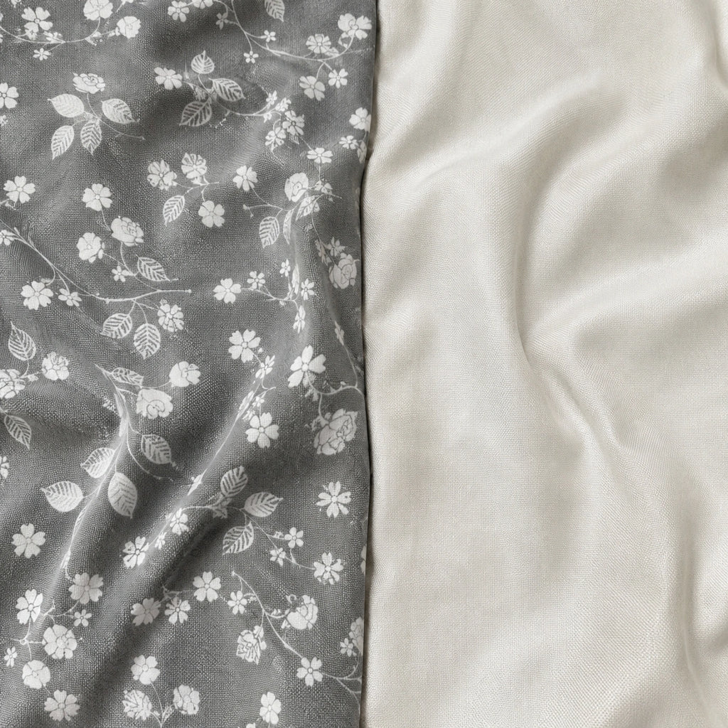 Dove Bloom Grey Cotton Bedsheet Set