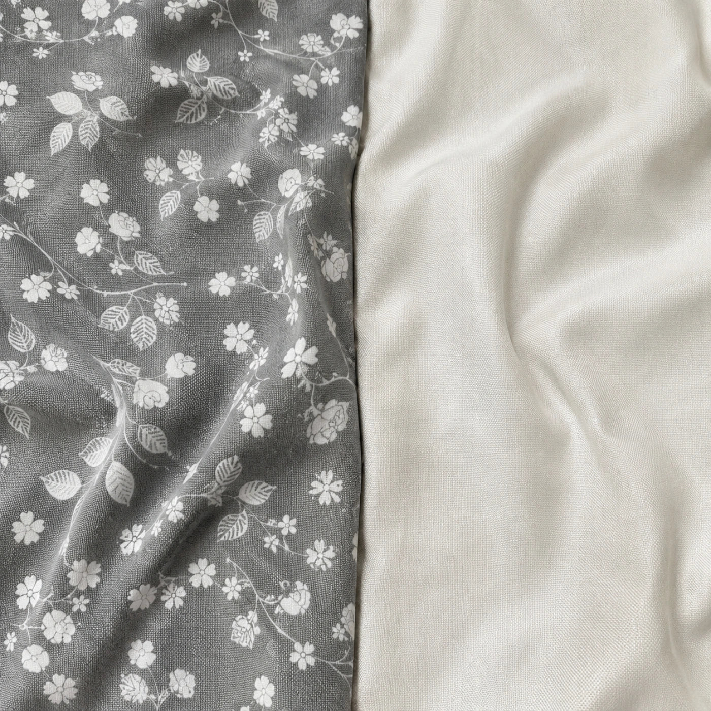 Dove Bloom Grey Cotton Bedsheet Set