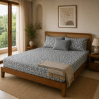Dove Bloom Grey Cotton Bedsheet Set