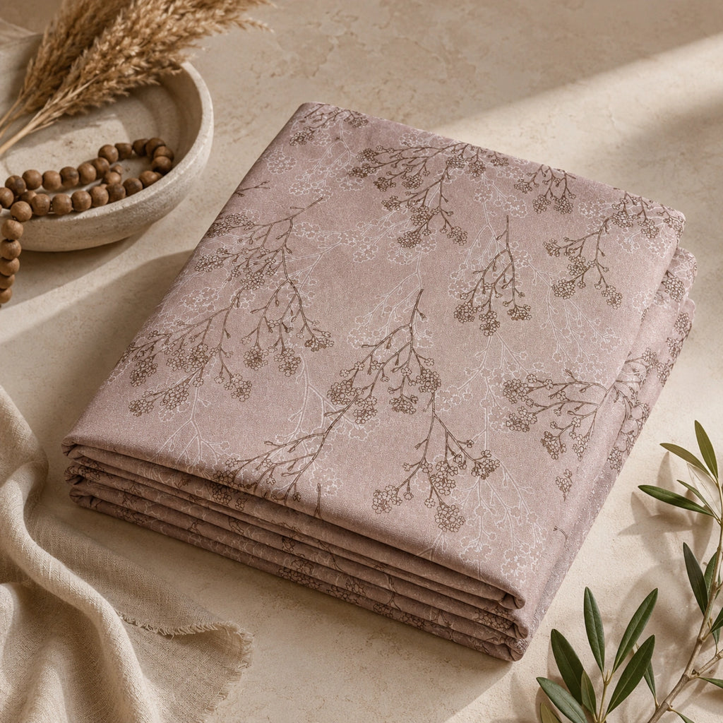 Dune Branch Beige Cotton Bedsheet Set