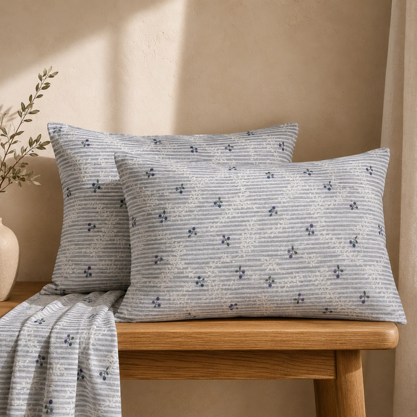 Mistline Grey Cotton Bedsheet Set