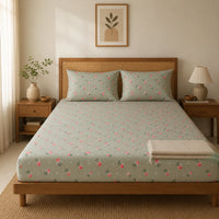 Sage Rose Green Floral Bedsheet Set