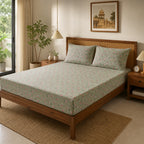 Sage Rose Green Floral Bedsheet Set