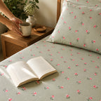 Sage Rose Green Floral Bedsheet Set