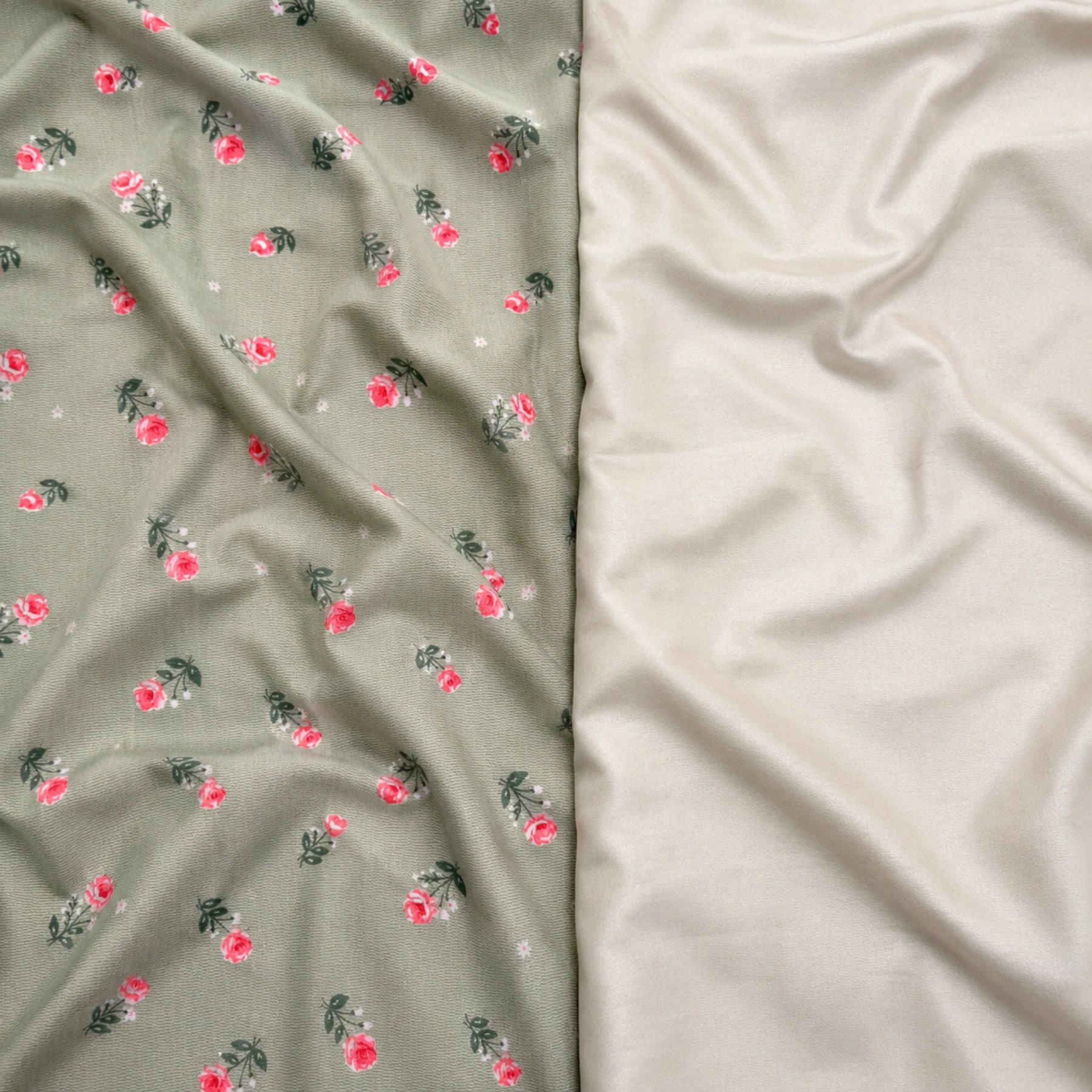 Sage Rose Green Floral Bedsheet Set