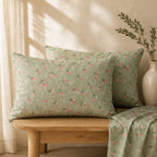 Sage Rose Green Floral Bedsheet Set