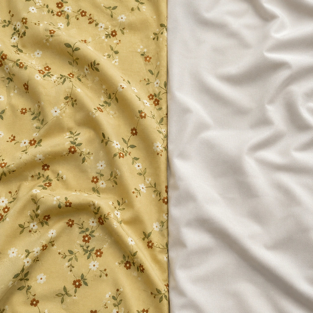 Honey Vine Yellow Cotton Bedsheet Set