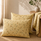 Honey Vine Yellow Cotton Bedsheet Set
