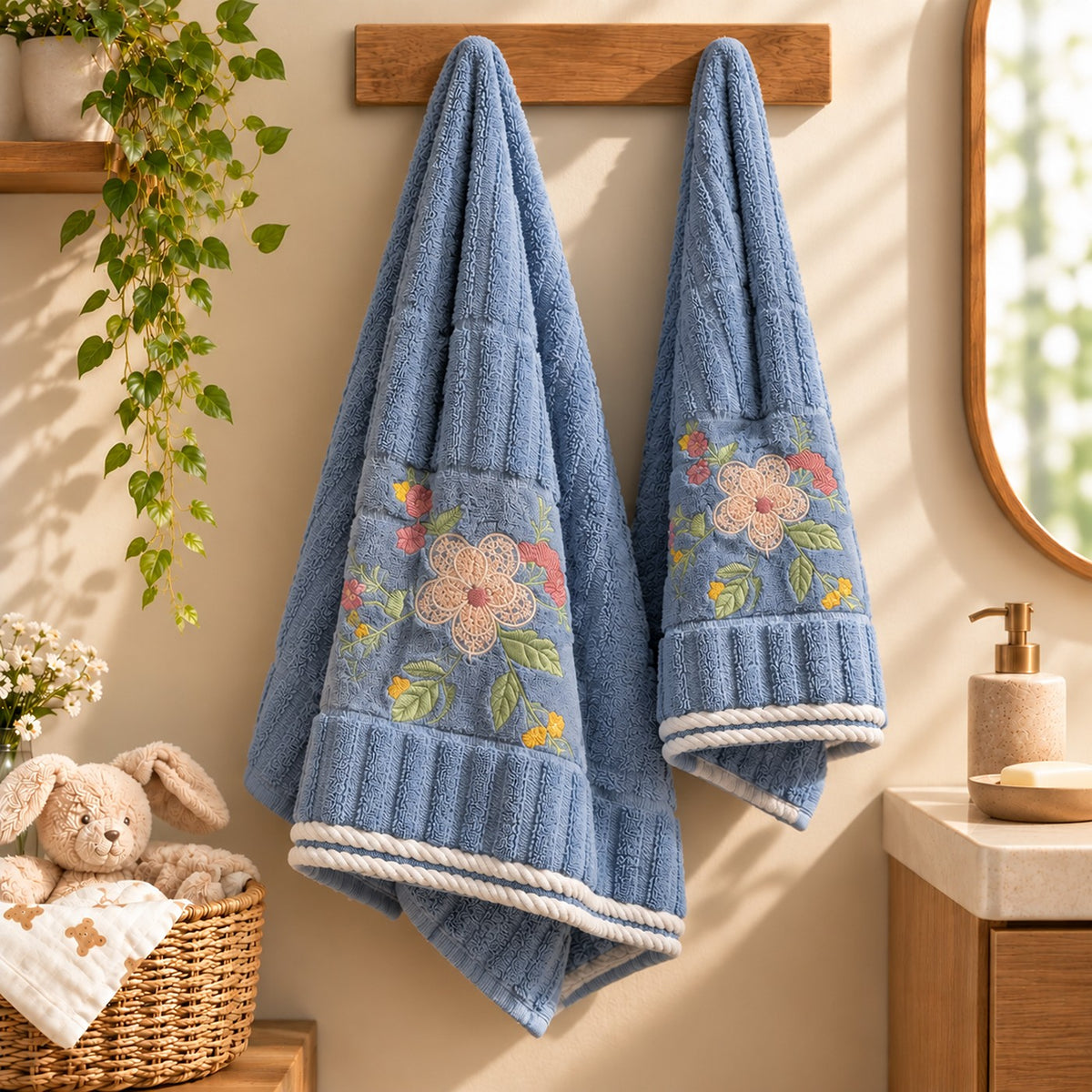 Indigo Petal Towel Set