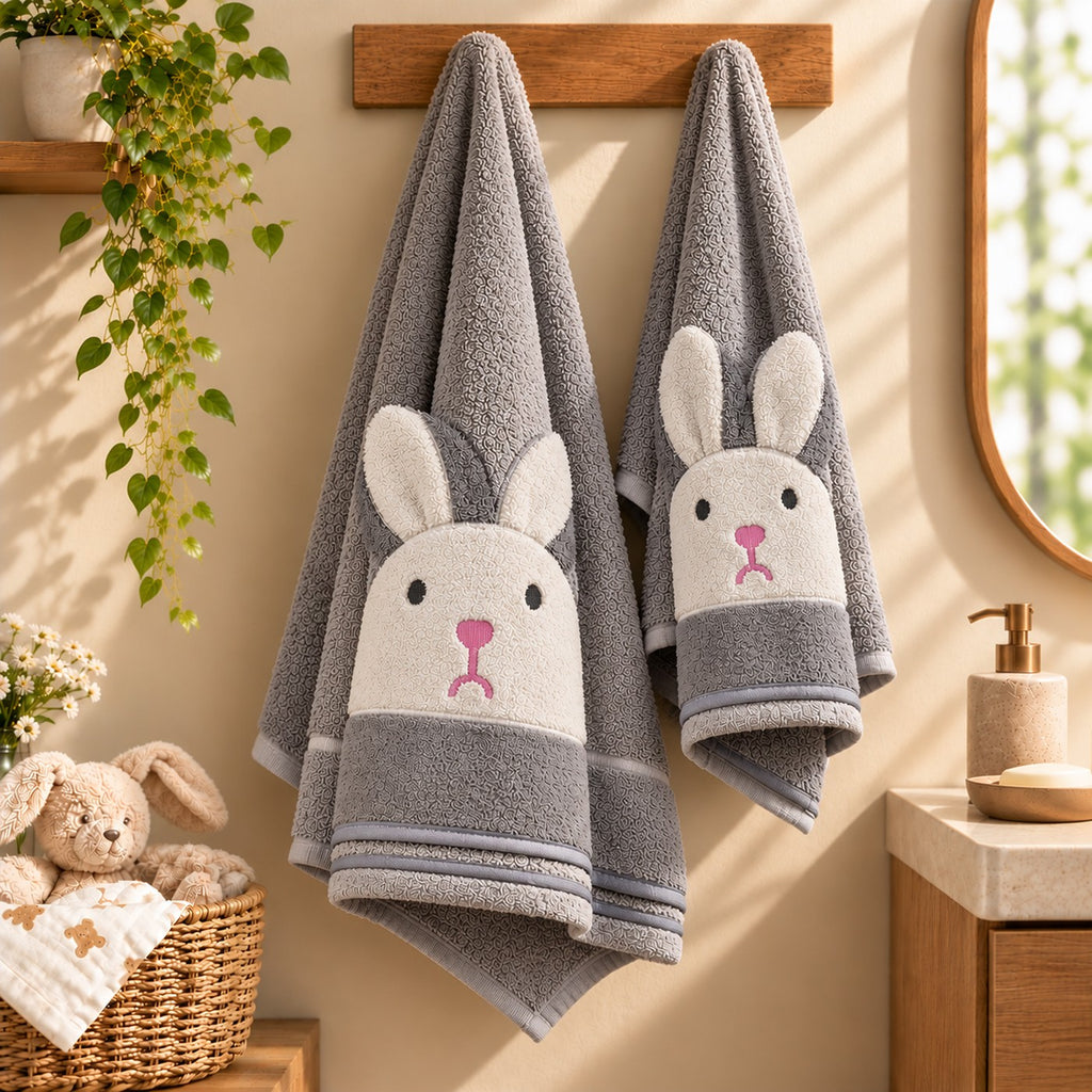 Peaches & Bunny Towel Set