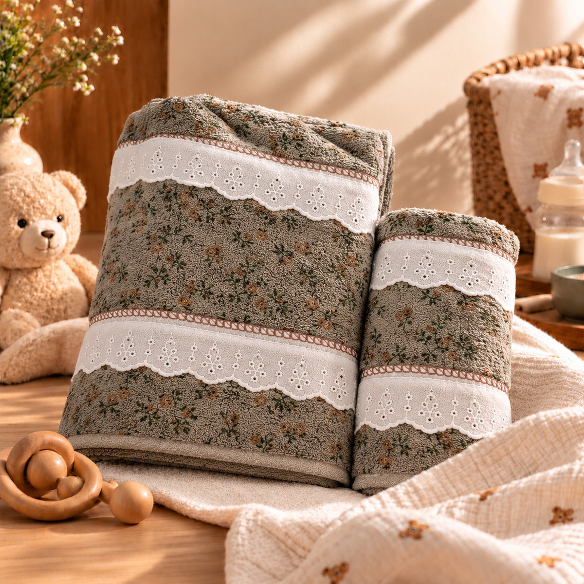Silver Bloom Towel Set