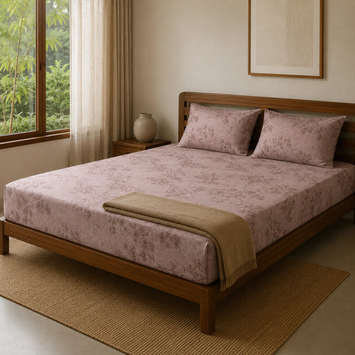 Dune Branch Beige Cotton Bedsheet Set