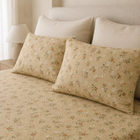 Honey Vine Yellow Cotton King Size Bedsheet Set
