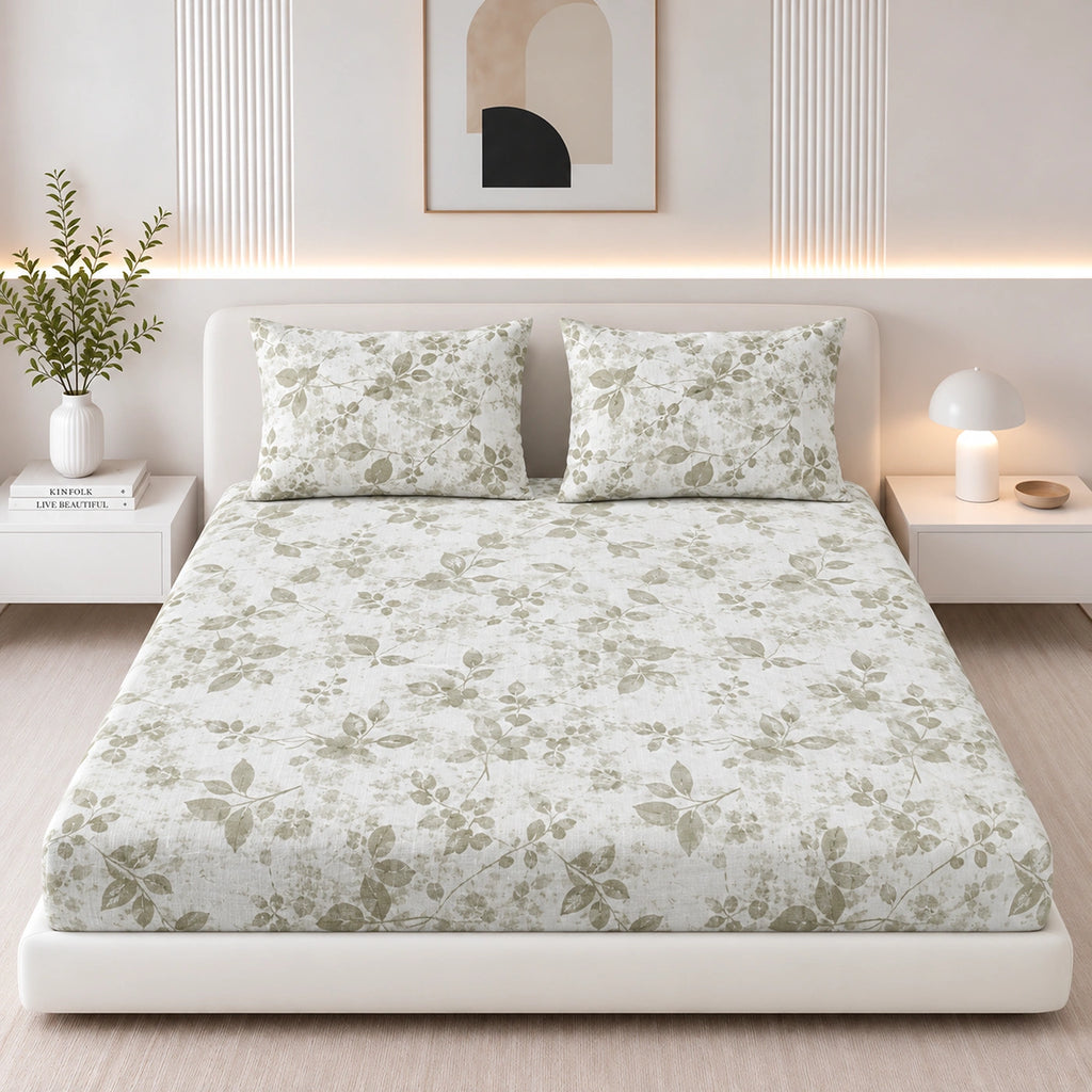 Faded Meadow King Size Cotton Bedsheet Set