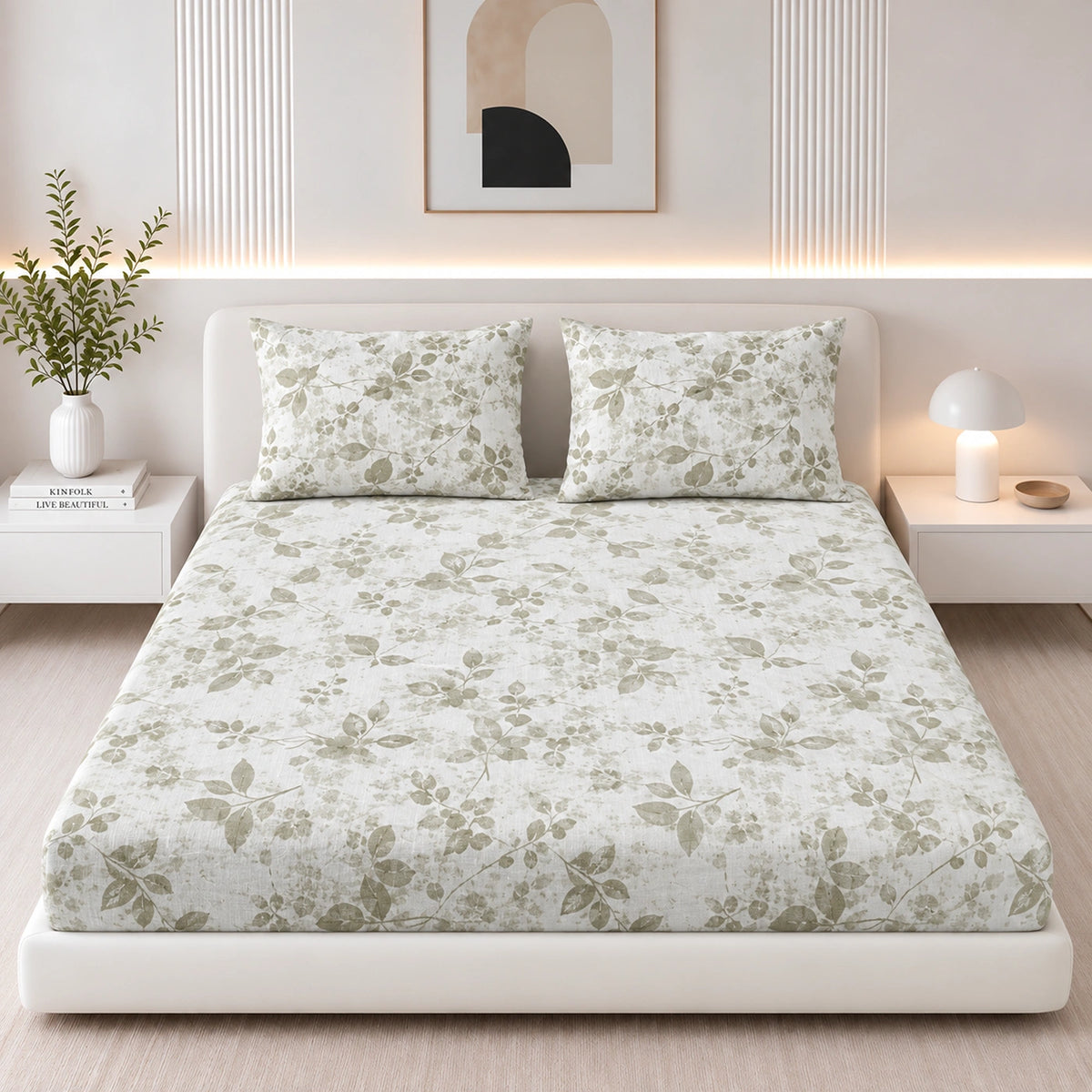Faded Meadow King Size Cotton Bedsheet Set