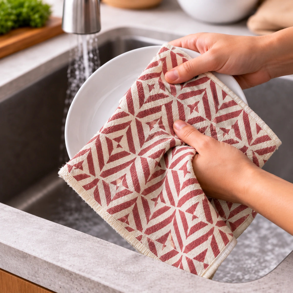 Garnet Red Cotton Hand Towel