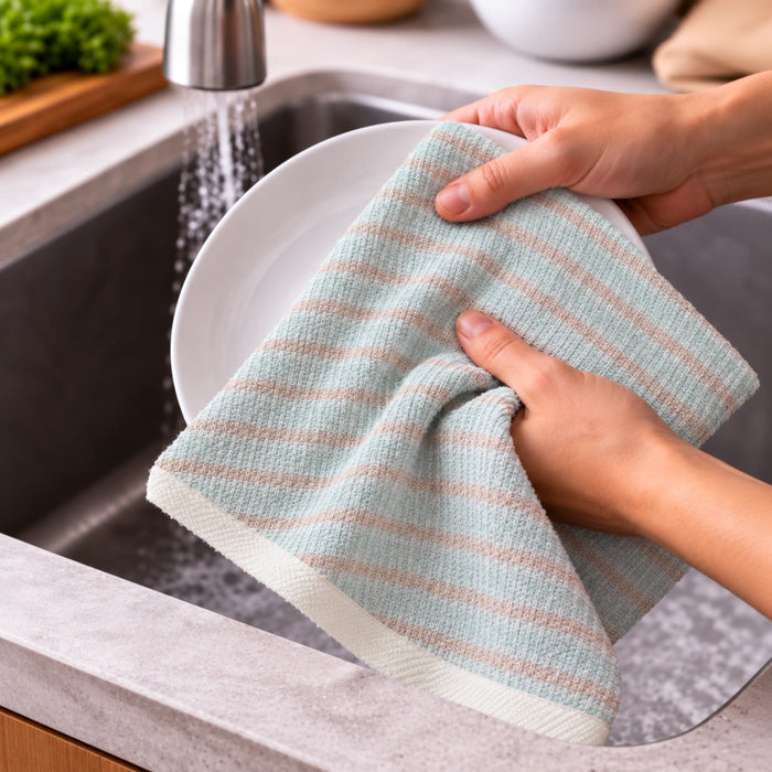 Mint Stripe Cotton Hand Towel