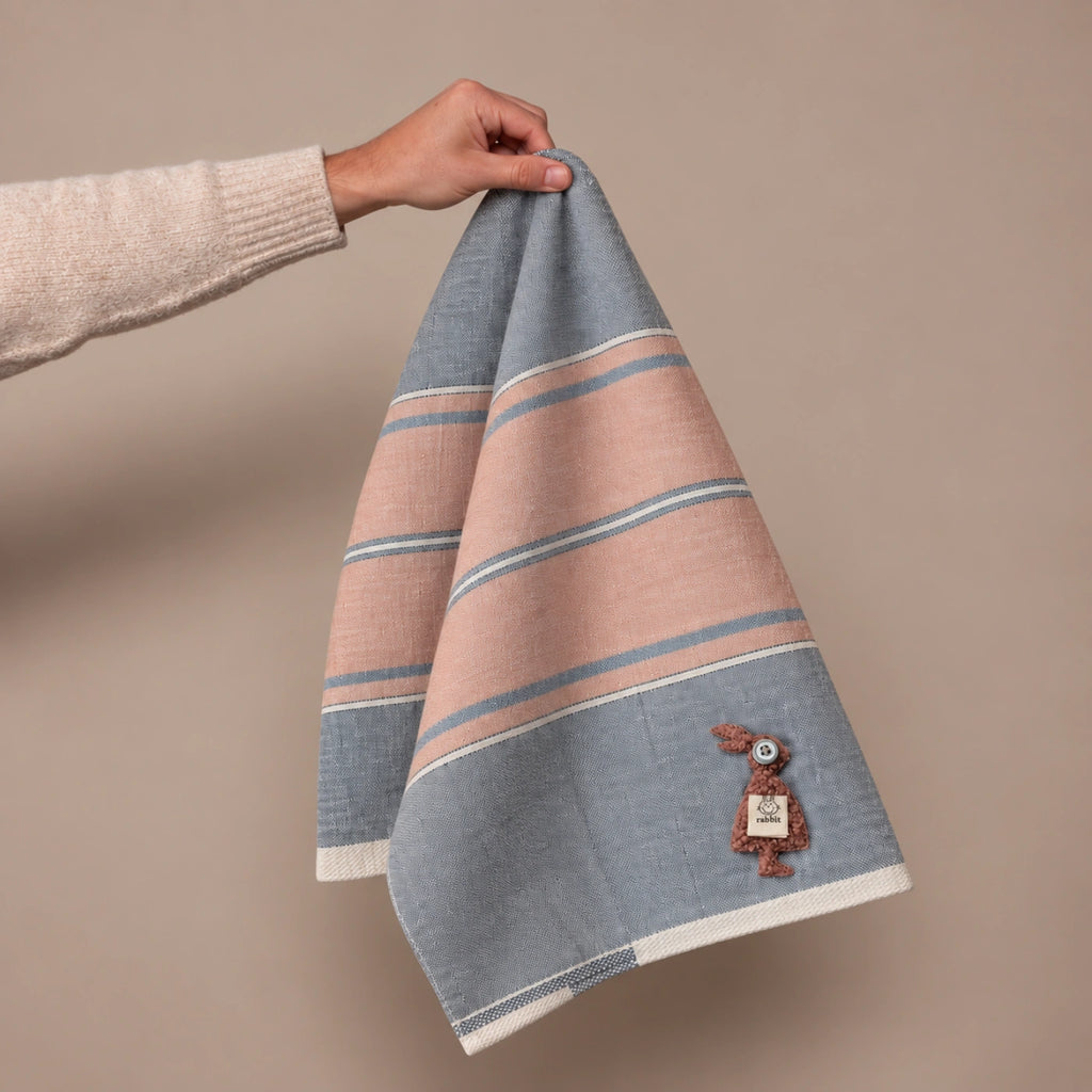 Coral Grey Cotton Hand Towel