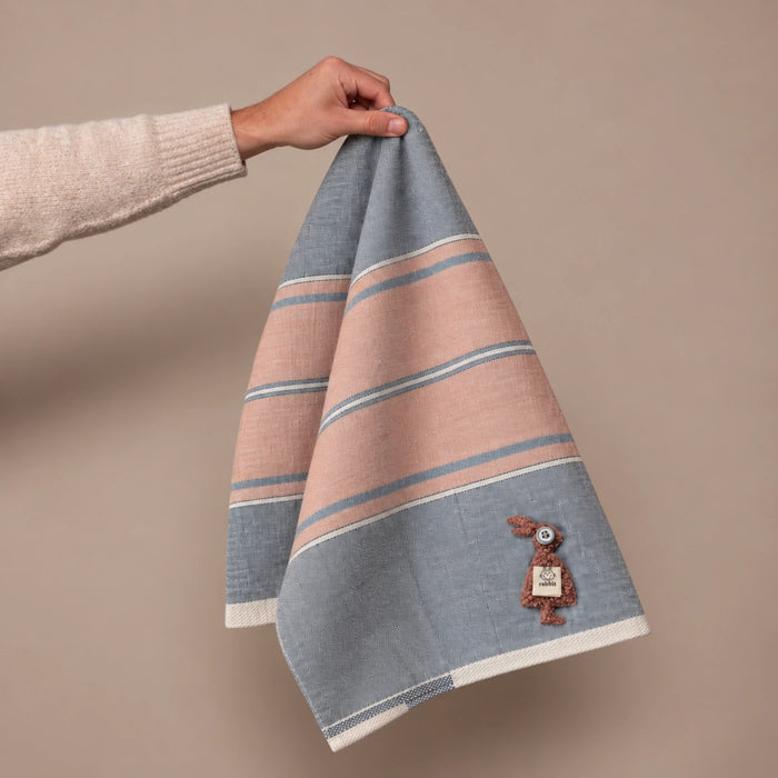 Coral Grey Cotton Hand Towel