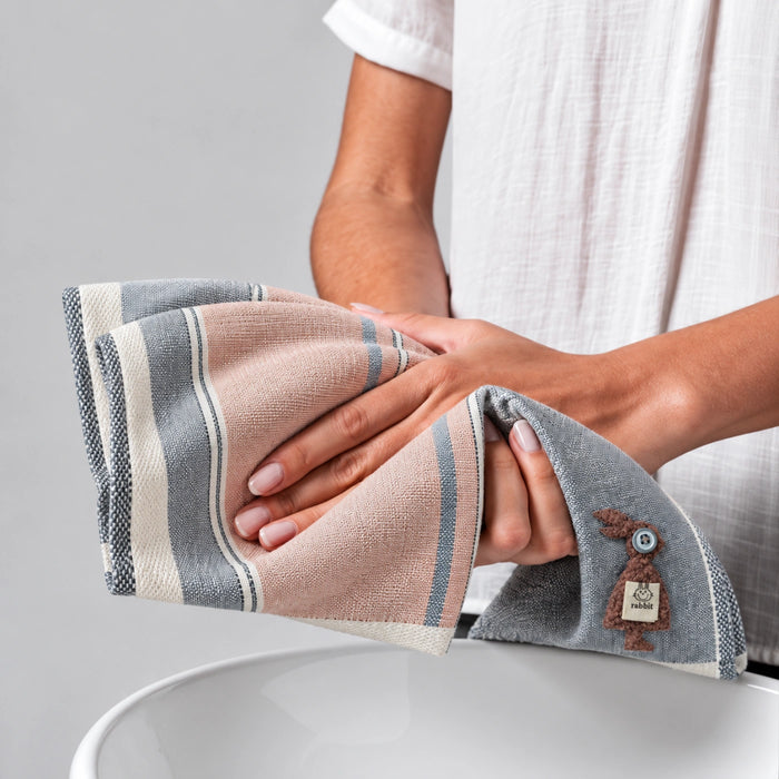 Coral Grey Cotton Hand Towel