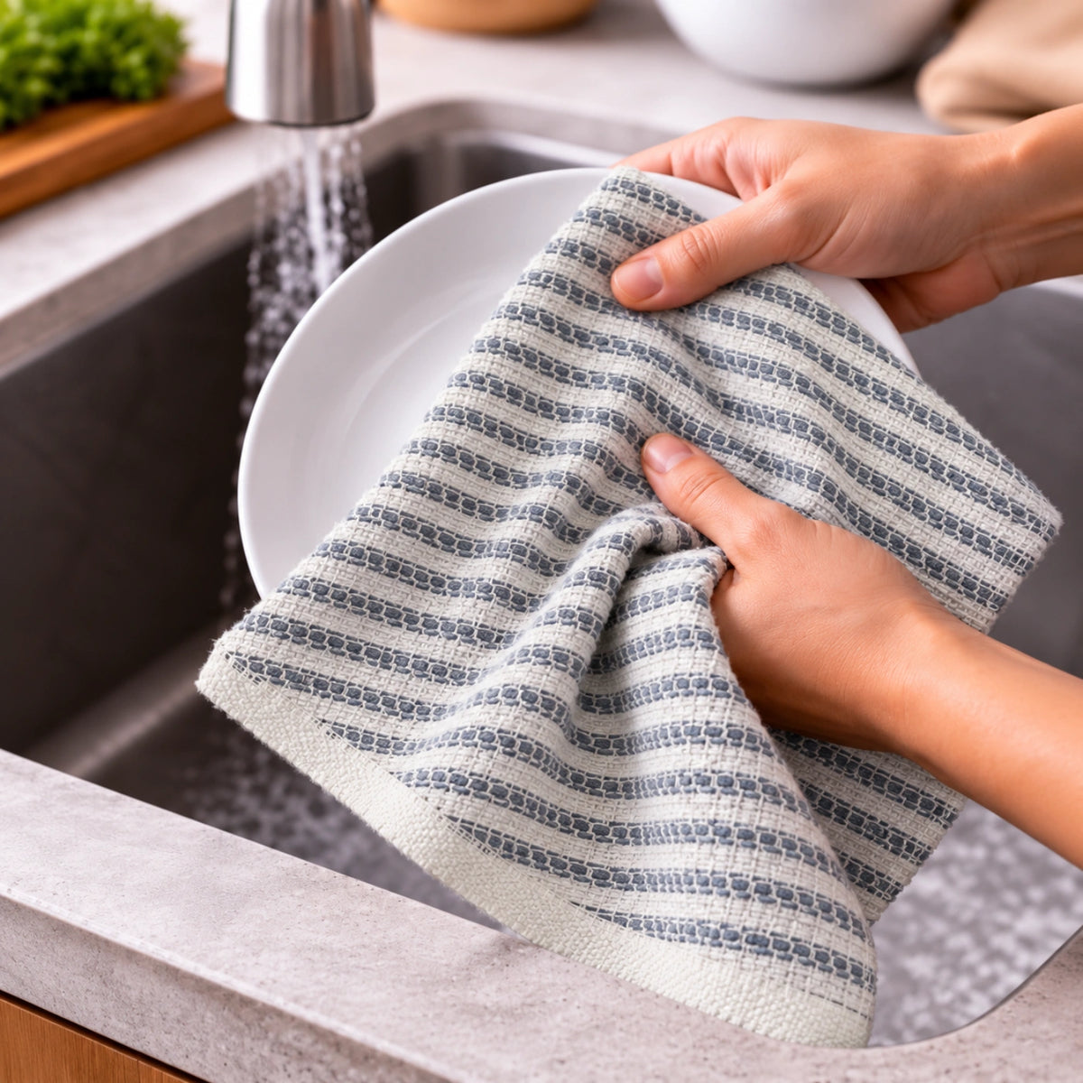 Slate Stripe Cotton Hand Towel