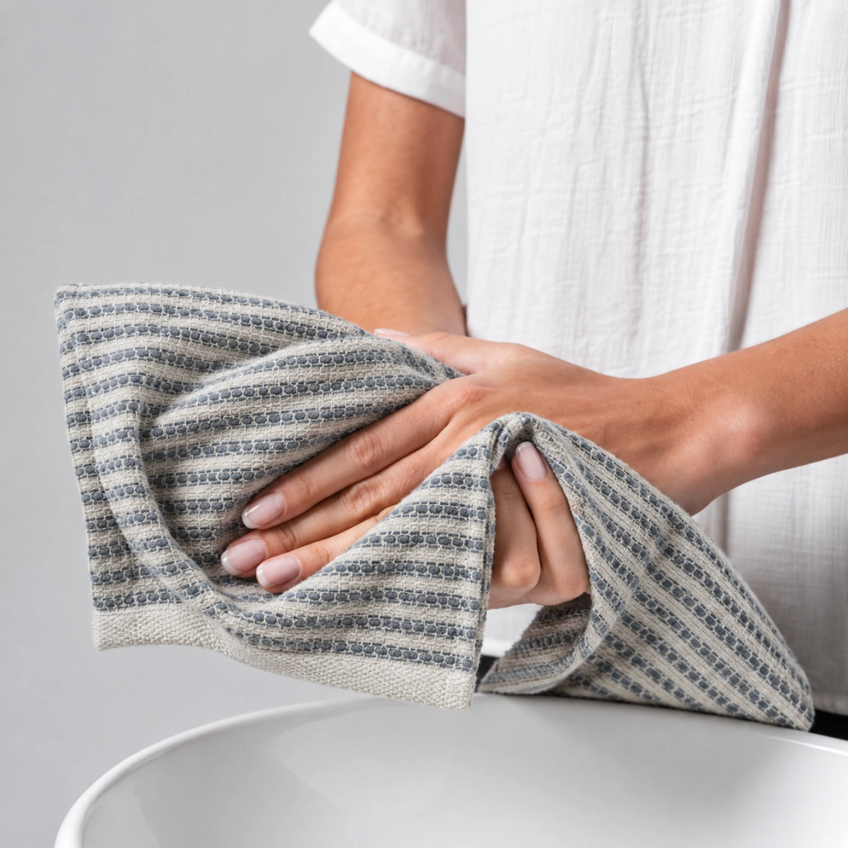 Slate Stripe Cotton Hand Towel