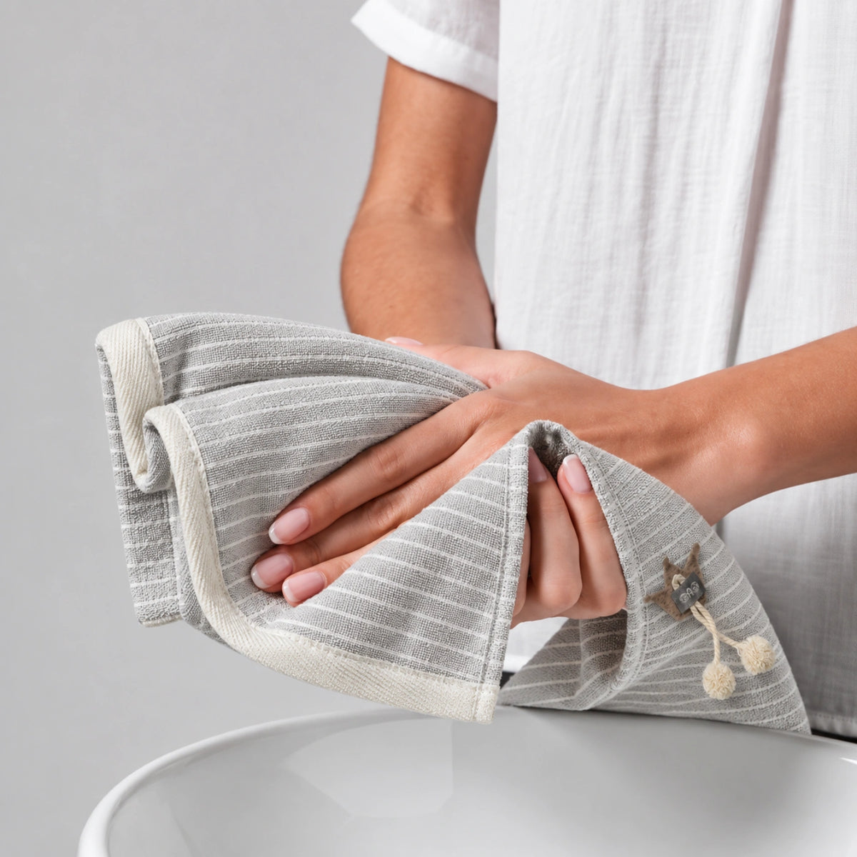 Mist Stripe Cotton Hand Towel