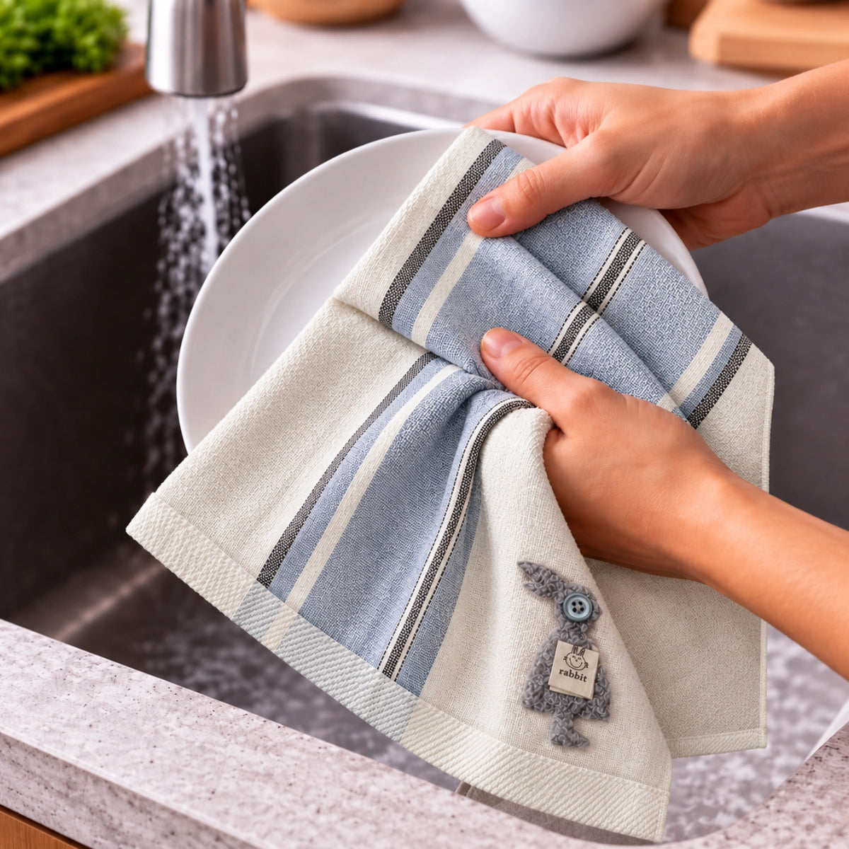Coastal Blue Cotton Hand Towel