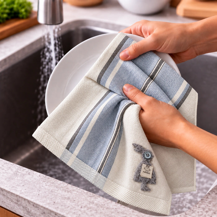 Coastal Blue Cotton Hand Towel