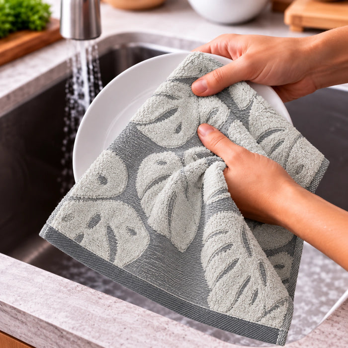 Shadow Leaf Cotton Hand Towel