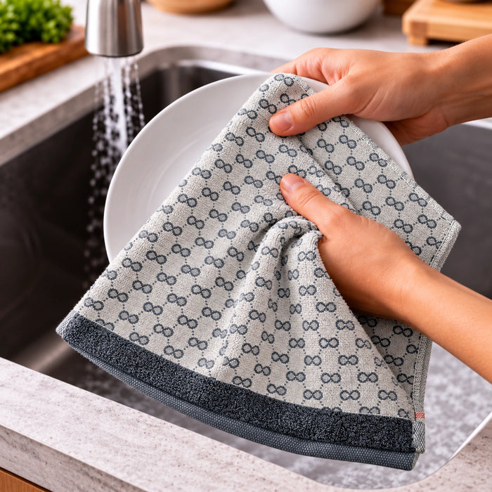 Grey Link Cotton Hand Towel