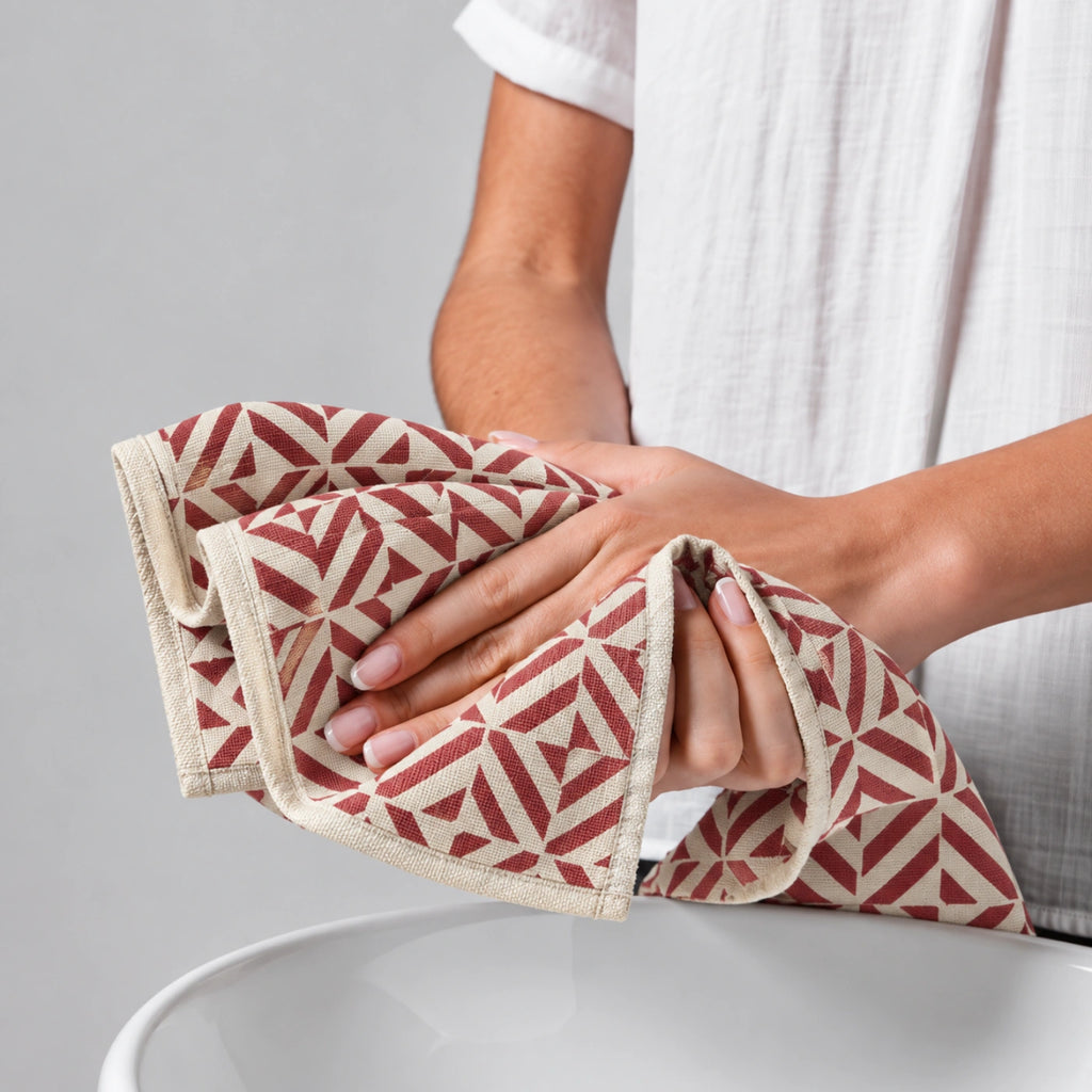 Garnet Red Cotton Hand Towel