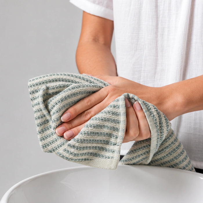 Sage Stripe Cotton Hand Towel