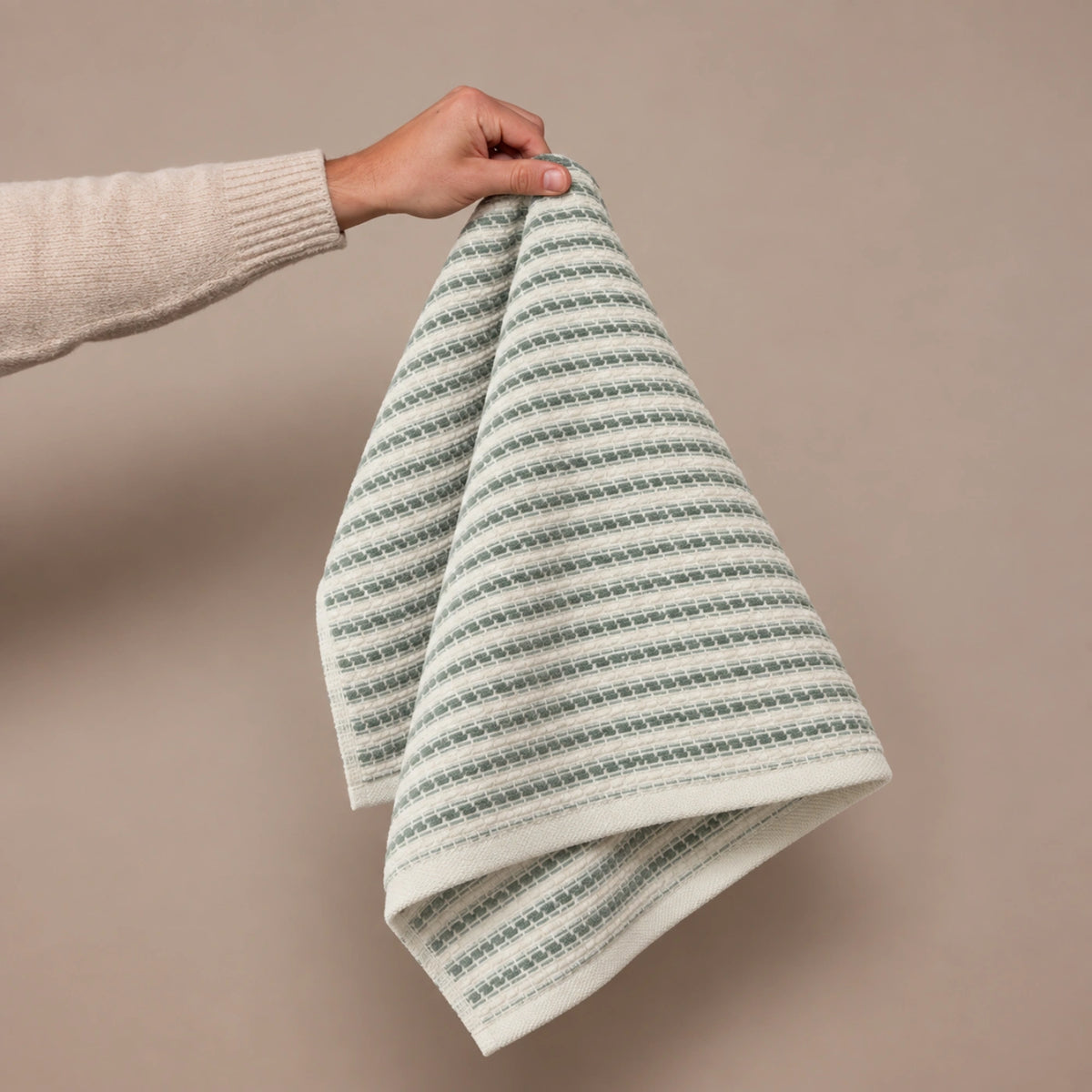 Sage Stripe Cotton Hand Towel