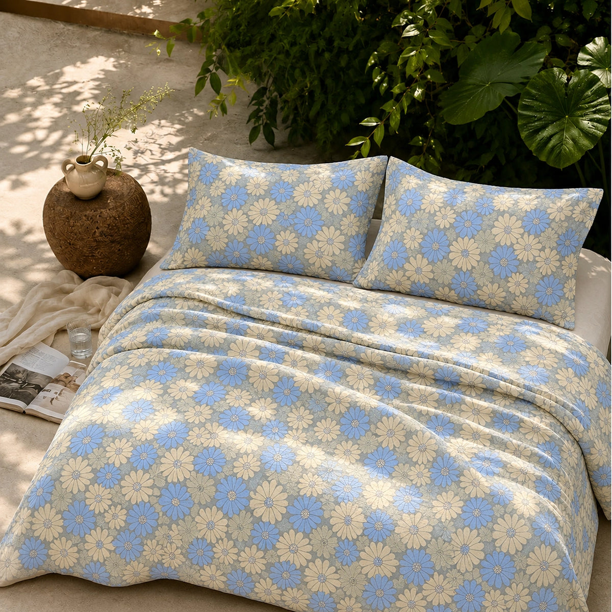 Daisy Day King Size Cotton Bedsheet Set