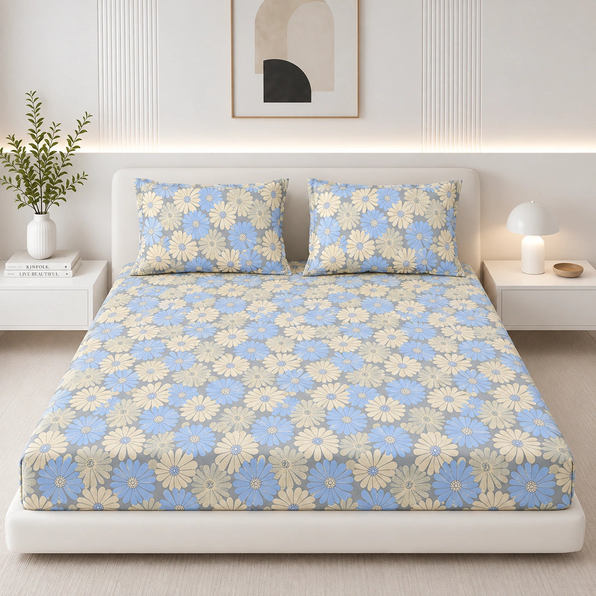Daisy Day King Size Cotton Bedsheet Set