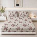 Burgundy Bloom King Size Cotton Bedsheet Set