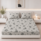 Ash Blossom King Size Cotton Bedsheet Set