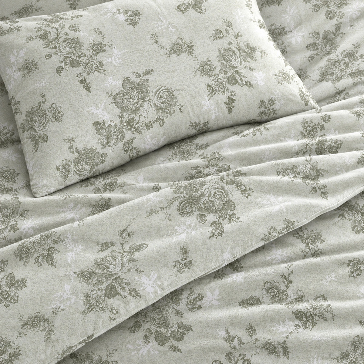 Sage Heirloom King Size Cotton Bedsheet Set