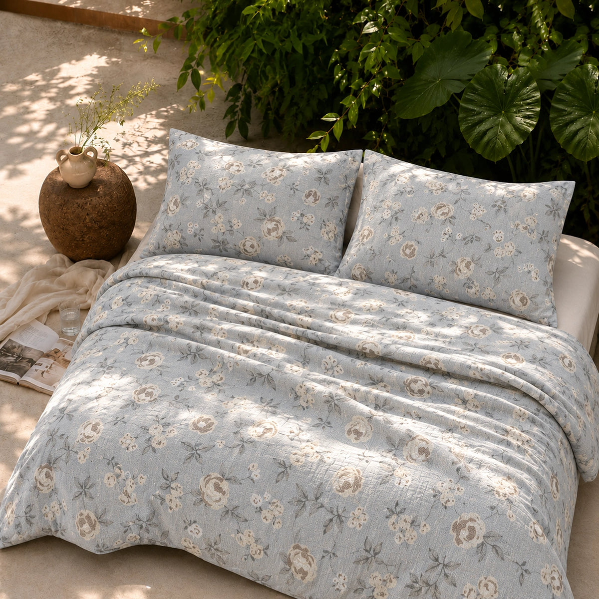 Powder Bloom King Size Cotton Bedsheet Set