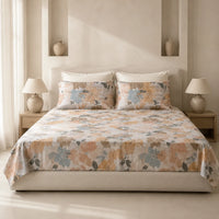 Ivory Floral Harmony Cotton Bedsheet Set