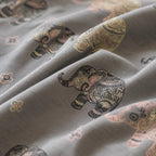 Heritage Elephant Grey Cotton Bedsheet Set