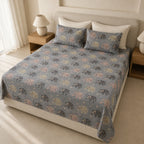 Heritage Elephant Grey Cotton Bedsheet Set