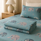 Aqua Heritage Elephant Cotton Bedsheet Set