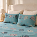 Aqua Heritage Elephant Cotton Bedsheet Set