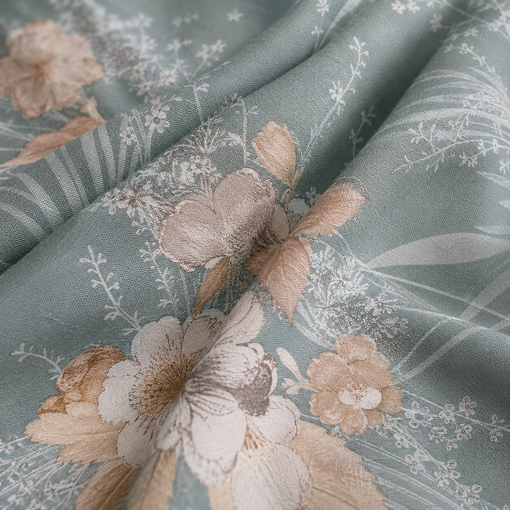 Sage Botanical Bloom Cotton Bedsheet Set