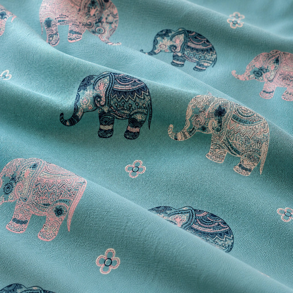 Aqua Heritage Elephant Cotton Bedsheet Set