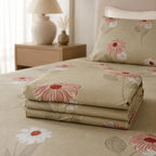 Terracotta Daisy Floral Cotton Bedsheet Set