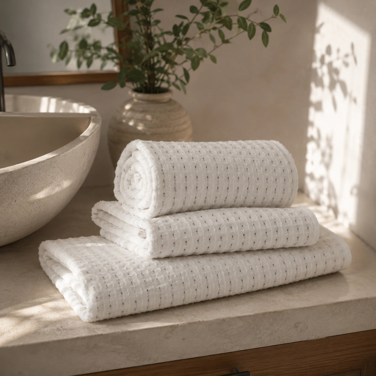 Cloud Waffle Cotton Bath Towel