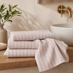 Blush Grid Cotton Bath Towel